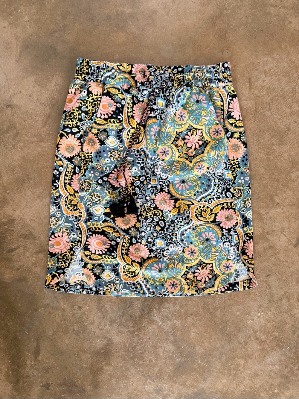 LOFT Petite Paisley Skirt XXSP (Fits XS) Boho Tassel Tie Pockets